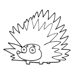 line drawing cartoon spiky hedgehog