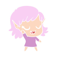 happy flat color style cartoon elf girl