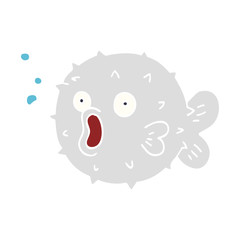 cartoon doodle blow fish