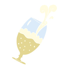 flat color illustration of a cartoon beer in glass