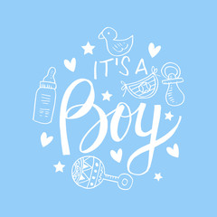 Obraz na płótnie Canvas It's a boy, Baby shower invitation card