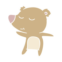 happy flat color style cartoon bear