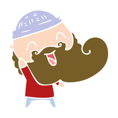 happy man with beard and winter hat