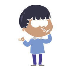 flat color style cartoon curious boy