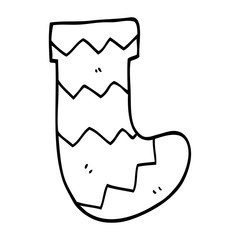line drawing cartoon christmas stocking