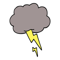 cartoon doodle storm cloud with lightning