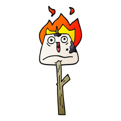 cartoon doodle marshmallow on stick