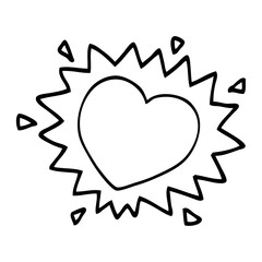 line drawing cartoon flaming heart
