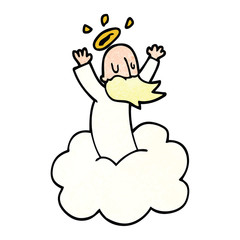 cartoon doodle god on cloud