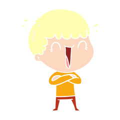 laughing flat color style cartoon man