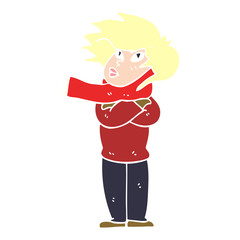 cartoon doodle girl with scarf