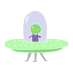 flat color illustration of a cartoon flying saucer