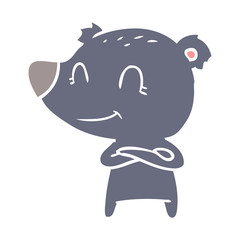 smiling bear flat color style cartoon