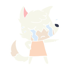 crying fox flat color style cartoon