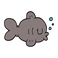 funny cartoon doodle fish