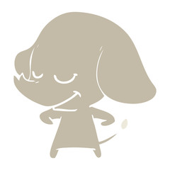 flat color style cartoon smiling elephant