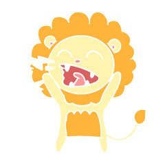 flat color style cartoon roaring lion