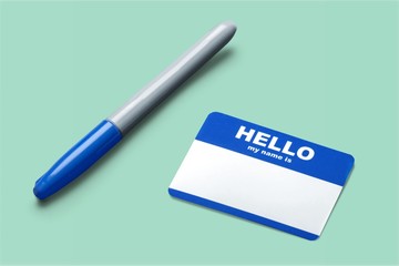 Blue Hello My Name Is Tag and