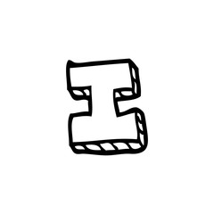 line drawing cartoon letter i