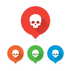 Colorful Round Long Shadow Skull Markers