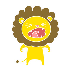 flat color style cartoon angry lion