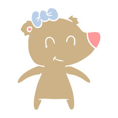 female bear flat color style cartoon