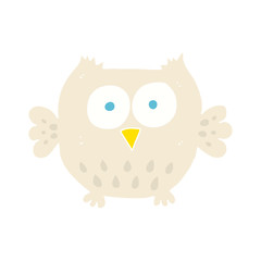 flat color illustration of a cartoon happy owl