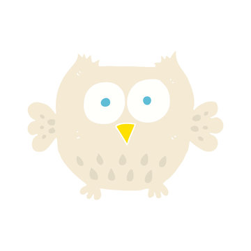 flat color illustration of a cartoon happy owl