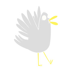 flat color style cartoon bird squawking