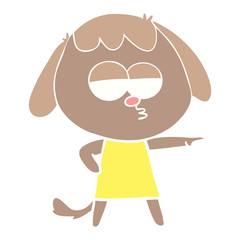 flat color style cartoon bored dog