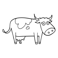 line drawing cartoon farm cow
