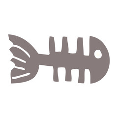cartoon doodle fish bones