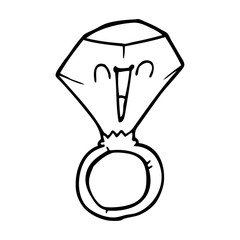 line drawing cartoon red ruby ring