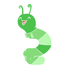 flat color style cartoon happy caterpillar