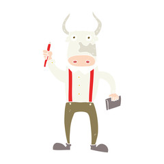 flat color illustration of a cartoon bull man