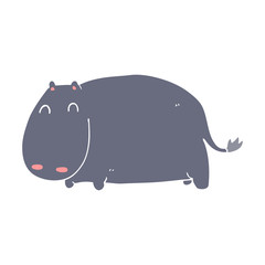 flat color style cartoon hippo