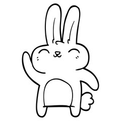 line drawing cartoon happy rabbit