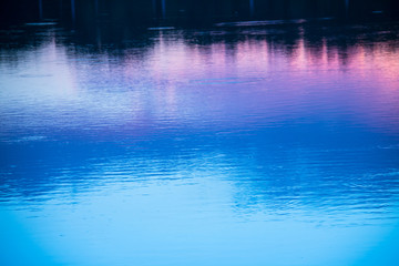 Lake water reflection at sunset