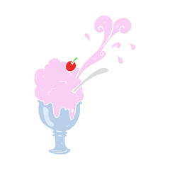 flat color illustration of a cartoon ice cream