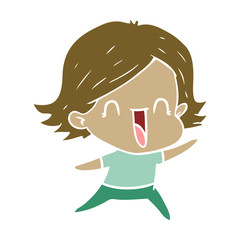 flat color style cartoon happy woman