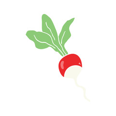 flat color illustration of a cartoon radish