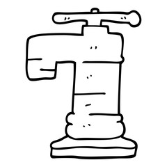 line drawing cartoon gold plated faucet