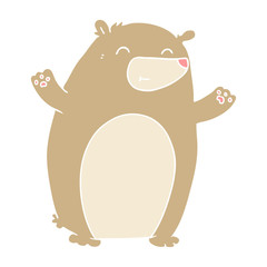 happy flat color style cartoon bear
