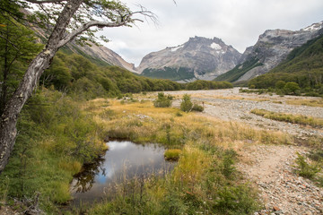 Fototapeta na wymiar Glacial valley nearby Cerro Castillo mountain