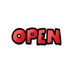 cartoon doodle open sign