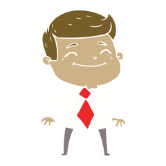 happy flat color style cartoon businessman