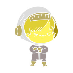 Obraz premium angry flat color style cartoon space girl