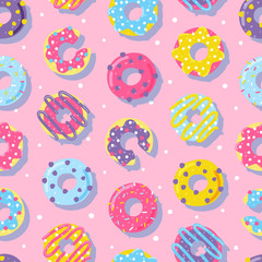 Fototapeta na wymiar Seamless pattern with color donuts