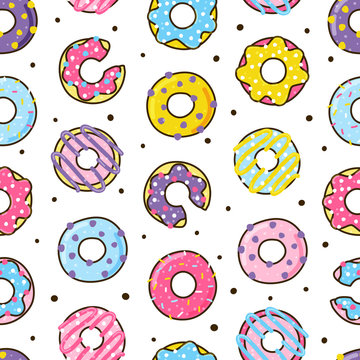 Seamless pattern with color donuts