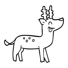 line drawing cartoon happy reindeer